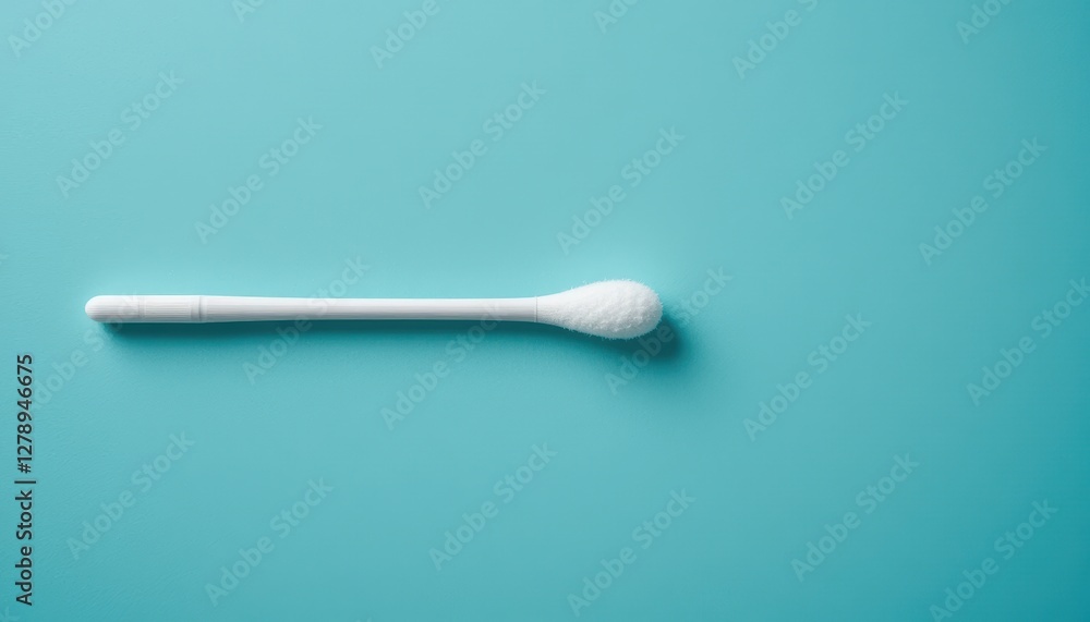 Minimalist View of a Single Cosmetic Applicator on a Vibrant Turquoise Background for Beauty and Hygiene Photography Minimalist View of a Single Cosmetic Applicator on a Vibrant Turquoise Background for Beauty and Hygiene Photography