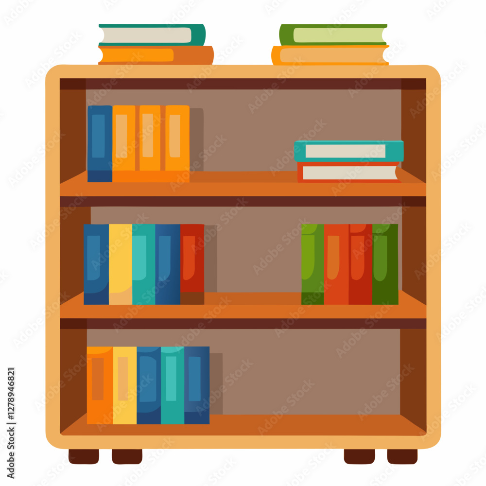 Minimalist Bookshelf Vector Illustration on White Background Minimalist Bookshelf Vector Illustration on White Background