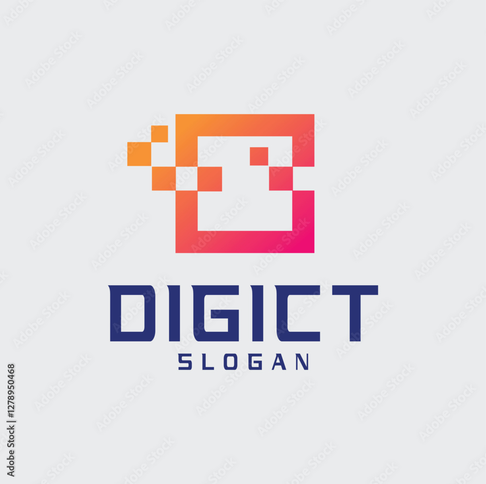 Obraz premium Pixel Square Logo Design Digital