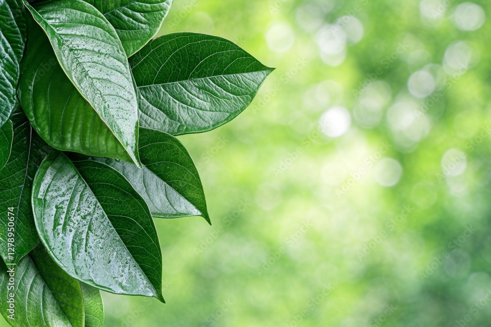 Closeup of beautiful nature view green leaf on blurred greenery background in garden with copy space using as background cover page concept Closeup of beautiful nature view green leaf on blurred greenery background in garden with copy space using as background cover page concept
