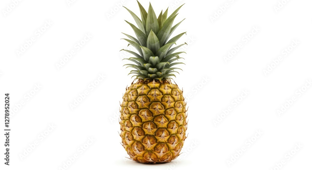 Pineapple Still Life with Green Crown on Clean White Background Pineapple Still Life with Green Crown on Clean White Background