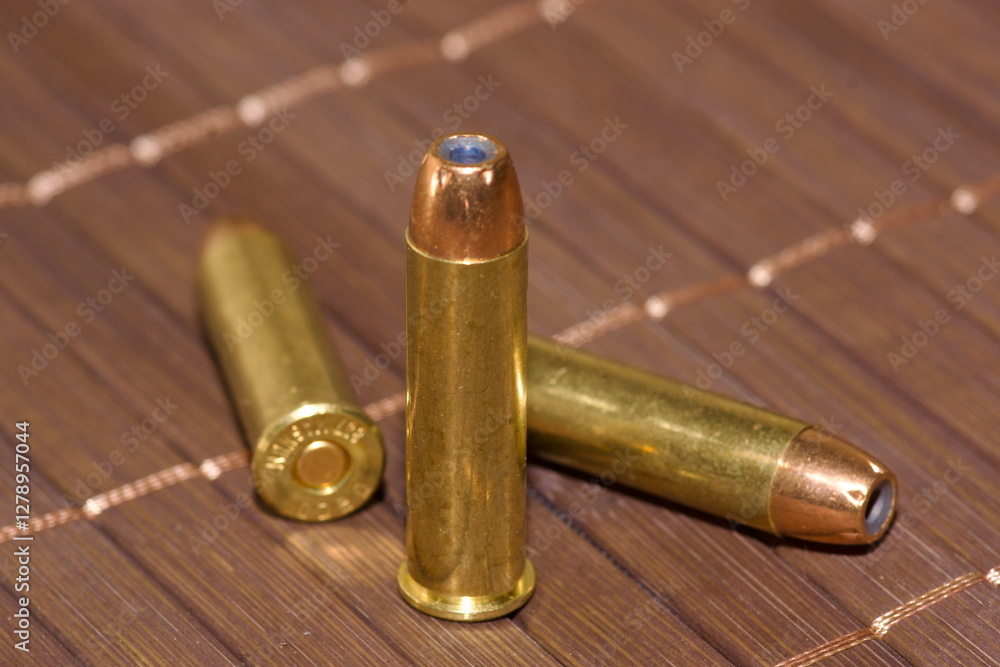 revolver bullet 357 magnum, close up revolver bullet 357 magnum, close up