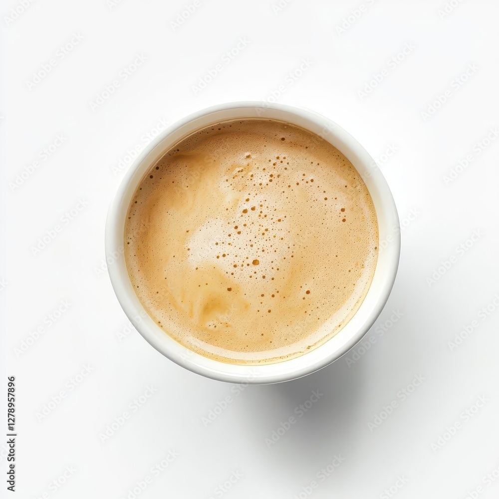 Crisp and Ultra-Sharp Cup of Latte on a Pristine White Background Highlighting Rich Coffee Texture and Modern Minimalist Café Aesthetics Crisp and Ultra-Sharp Cup of Latte on a Pristine White Background Highlighting Rich Coffee Texture and Modern Minimalist Café Aesthetics
