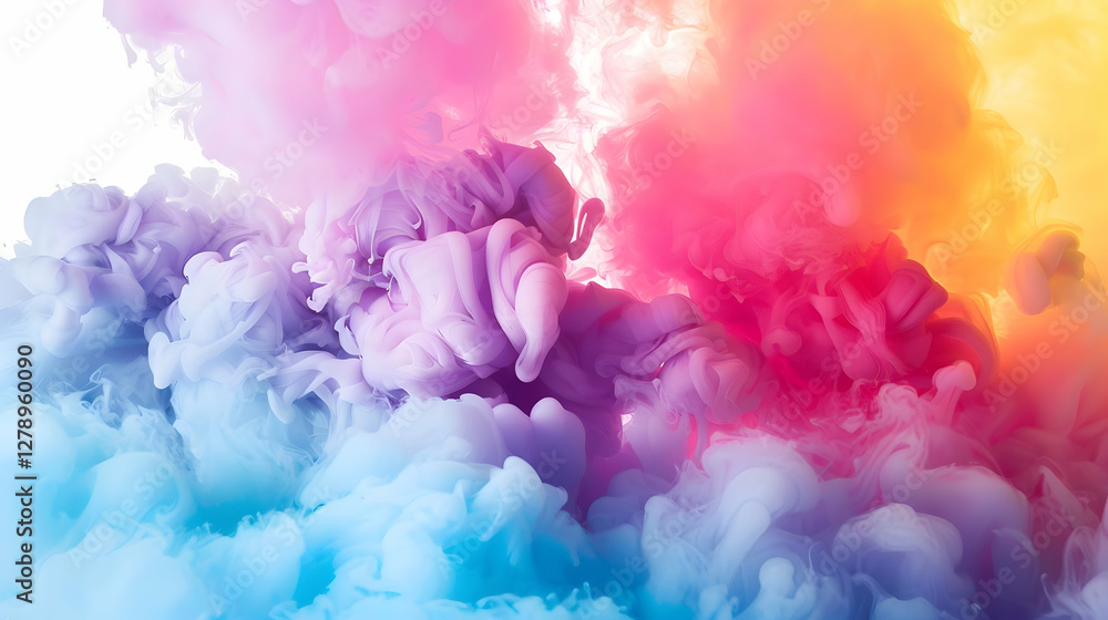 Fototapeta premium Colorful smoke swirls blending in vibrant hues of pink, purple, and blue