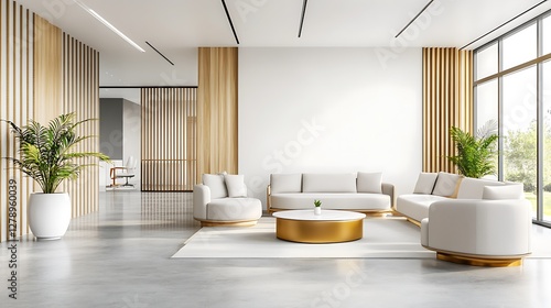 Elegant living room featuring modern furniture and plants indoors