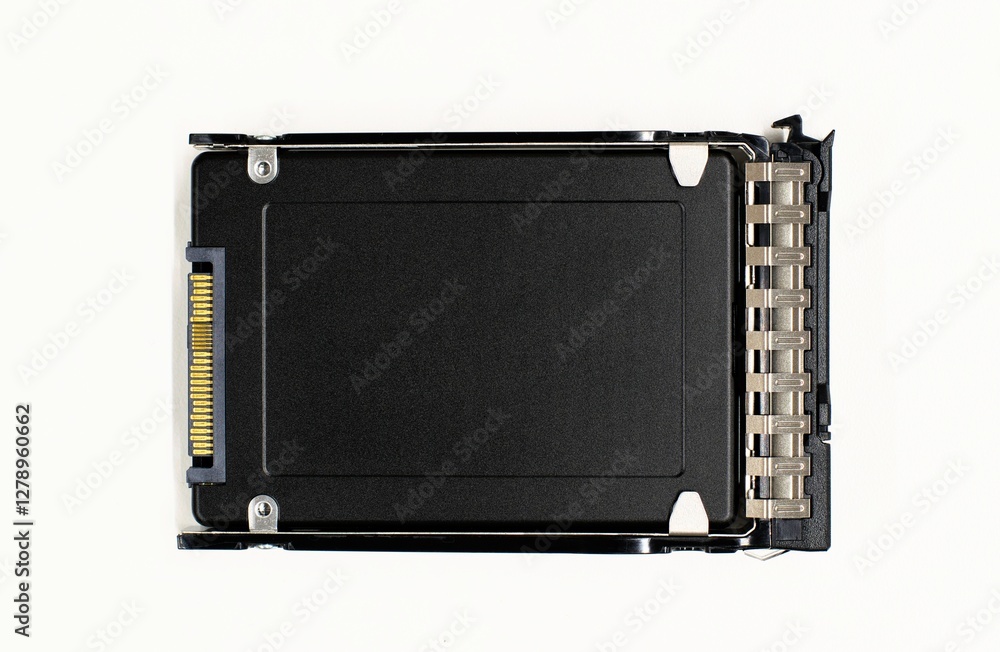 Solid state drive SSD data storage device computer components on white background. Solid state drive SSD data storage device computer components on white background.