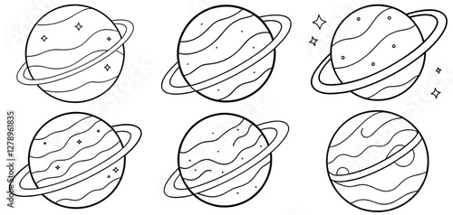 Planet Outline Coloring Page Printable Line Art Drawing