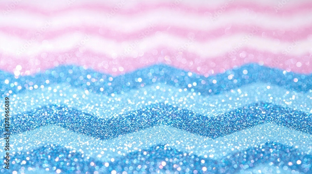 Obraz premium Abstract glitter background with pastel pink and blue chevron patterns. Possible use for design templates or social media posts