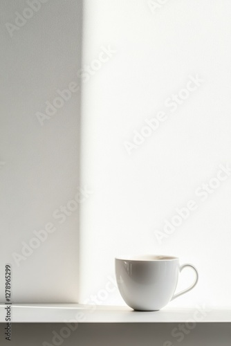 Wallpaper Mural Clean white coffee cup on a minimalist surface with ample negative space for a tranquil coffee moment Torontodigital.ca