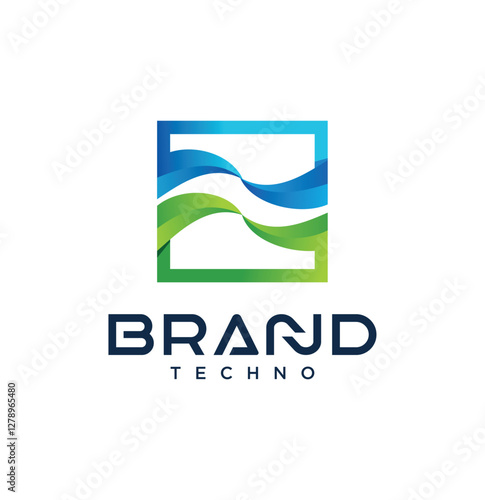 Wave Tech Logo Creative Design Concept Network Connect Digital