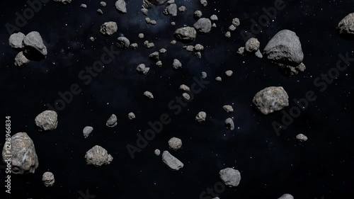 Asteroid Belt Flight Over 
Torus-shaped region of space between the orbits of Mars and Jupiter where most of the asteroids in our Solar System are found orbiting the Sun.