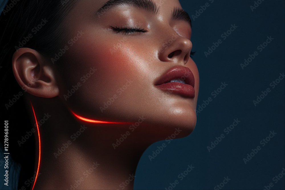 Fototapeta premium Woman with hi-tech face contouring