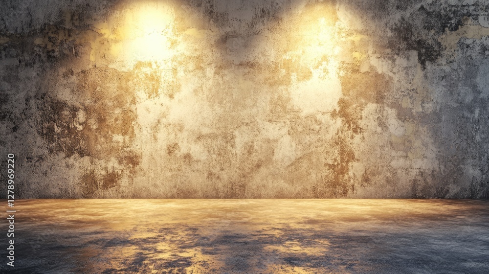 Fototapeta premium Abstract dark room wall space background. Product wall with sunlight, Empty space studio dark room with spot lighting in black background. Use as montage for product display.