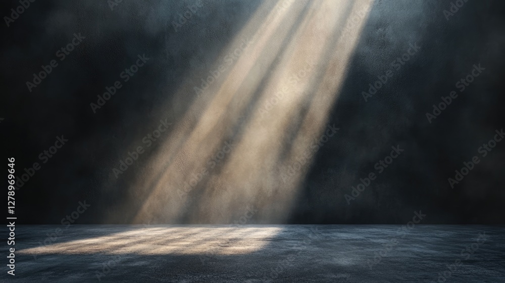 Abstract dark room wall space background. Product wall with sunlight, Empty space studio dark room with spot lighting in black background. Use as montage for product display. Abstract dark room wall space background. Product wall with sunlight, Empty space studio dark room with spot lighting in black background. Use as montage for product display.