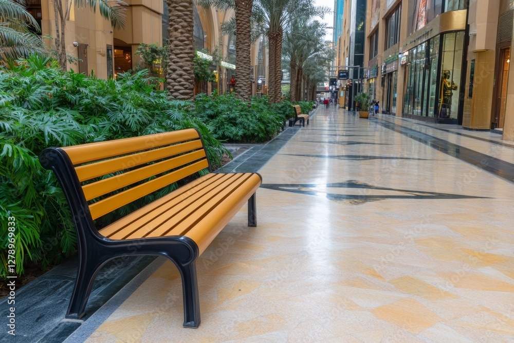 An empty bench for relaxation in the mall An empty bench for relaxation in the mall