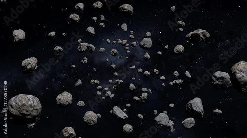 Asteroid Belt Inside Scene 
Torus-shaped region of space between the orbits of Mars and Jupiter where most of the asteroids in our Solar System are found orbiting the Sun.