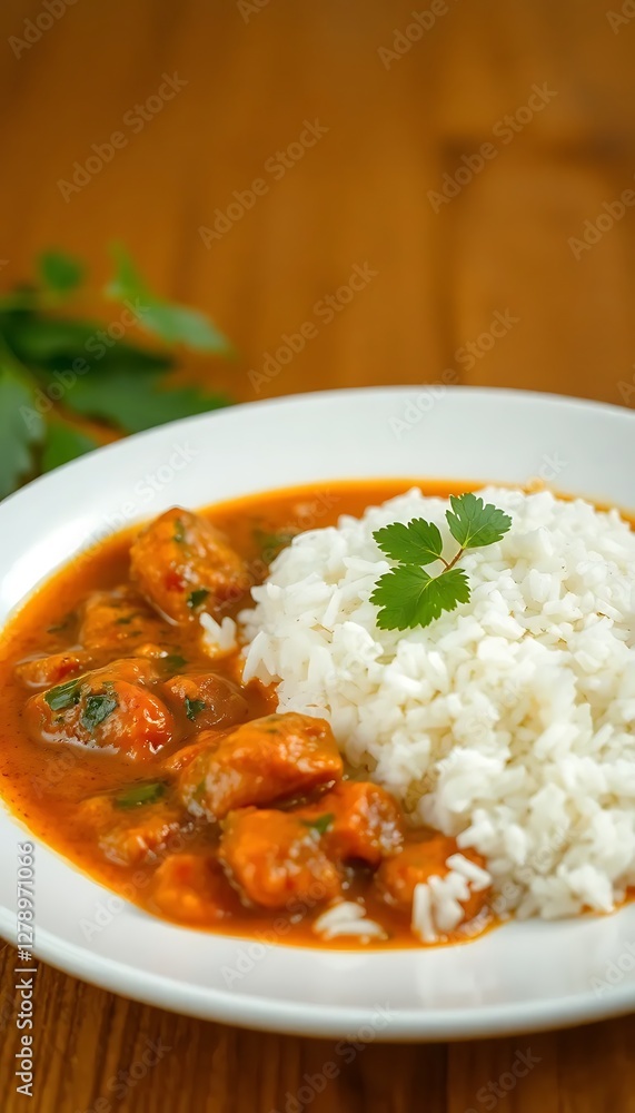 Side View Traditional Fresh Curry Rice Fill Side View Traditional Fresh Curry Rice Fill