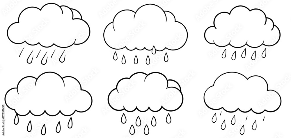 Rain Cloud Outline Coloring Page Printable Line Art Drawing Rain Cloud Outline Coloring Page Printable Line Art Drawing