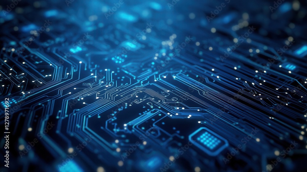 Futuristic Circuit Board Matrix with Glowing Digital Neural Network Representing Advanced Technology and AI Integration Futuristic Circuit Board Matrix with Glowing Digital Neural Network Representing Advanced Technology and AI Integration