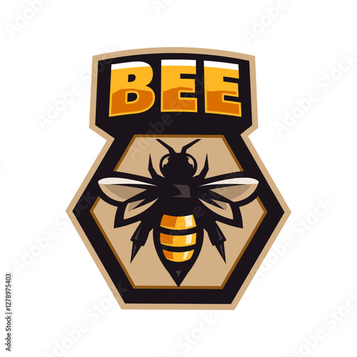 Bee with hexagon professional logo