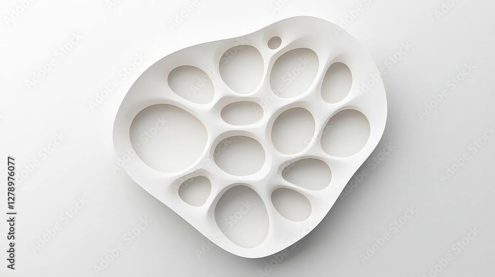 Abstract White Tray with Organic Holes for Modern Home Decor and Stylish Table Presentations Abstract White Tray with Organic Holes for Modern Home Decor and Stylish Table Presentations