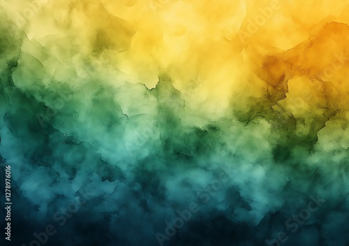 Abstract Watercolor Gradient Background in Yellow, Green, and Teal