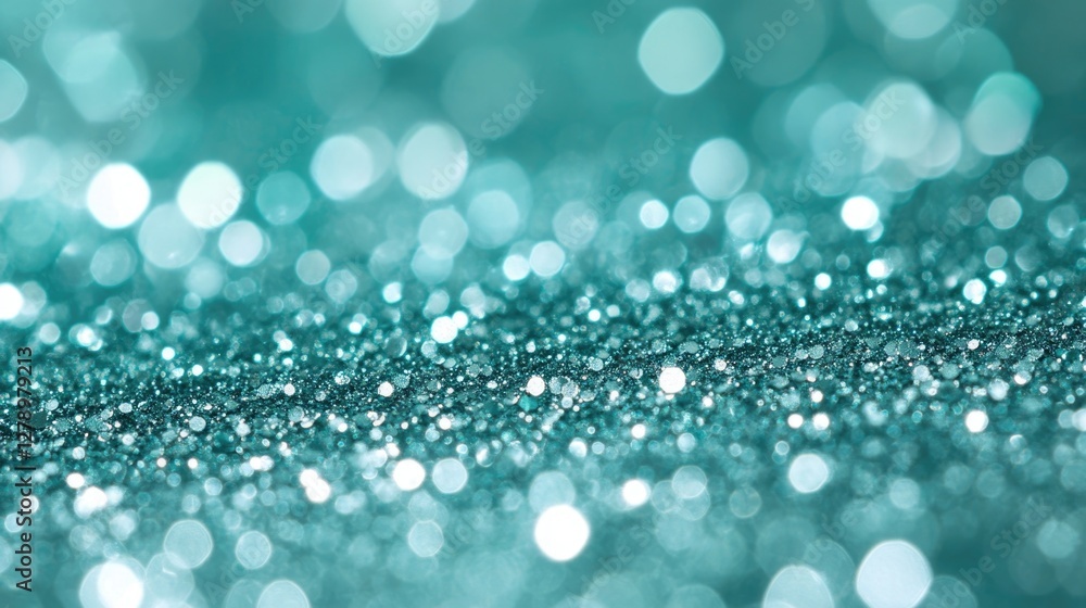Fototapeta premium Green bokeh background. Beautiful green background with glitter and blurred and focal lights. Depth of field sparkling blue and green bokeh with light effects.