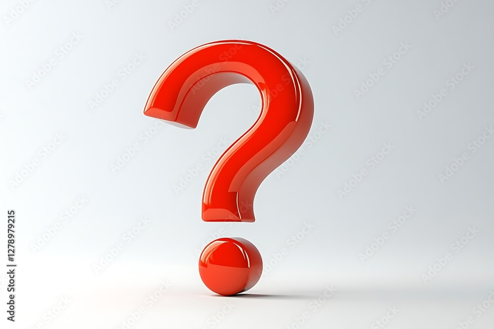 A Vibrant Red Question Mark Against a Clean Background A Vibrant Red Question Mark Against a Clean Background