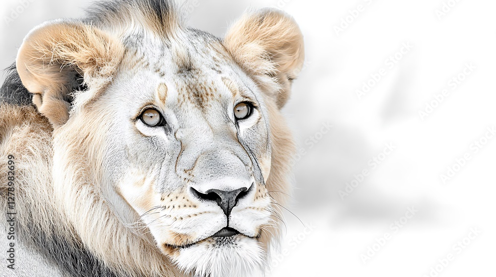 Fototapeta premium Closeup of a white lion