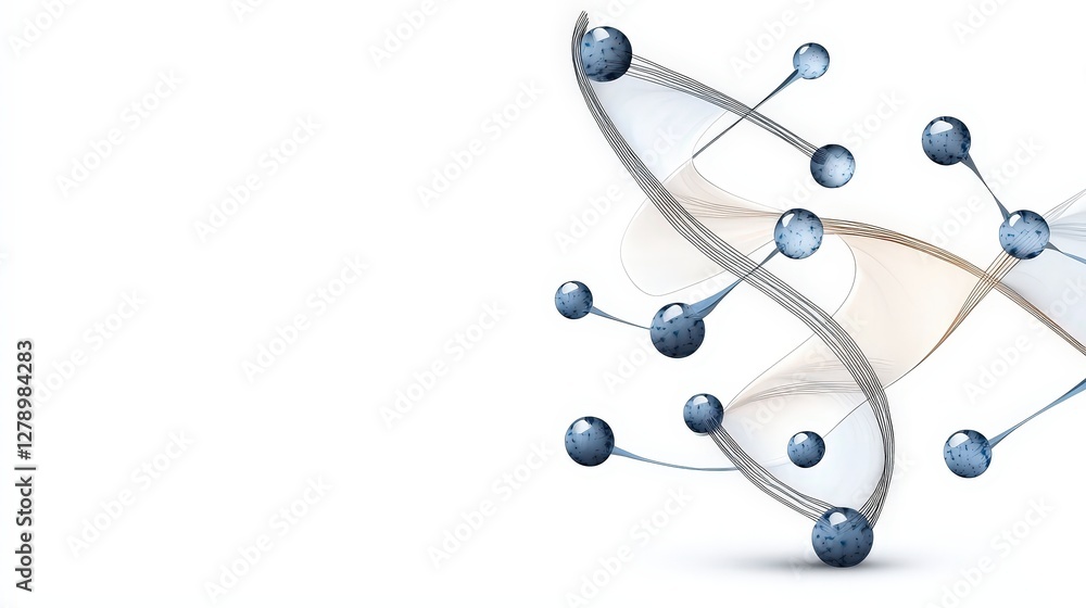Abstract Molecular Design with Blue Spheres and Wavy Lines Representing Scientific Concepts Abstract Molecular Design with Blue Spheres and Wavy Lines Representing Scientific Concepts