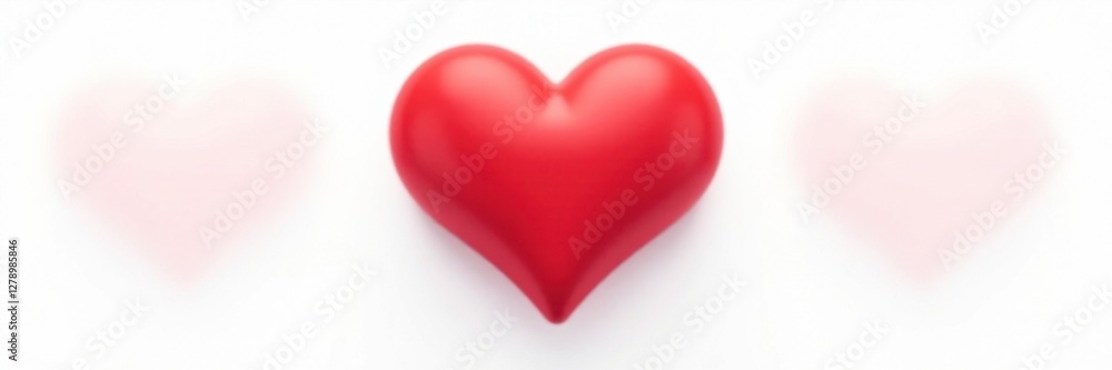 Red heart icon set in a minimalist style, isolated on a white background, graphic, design element