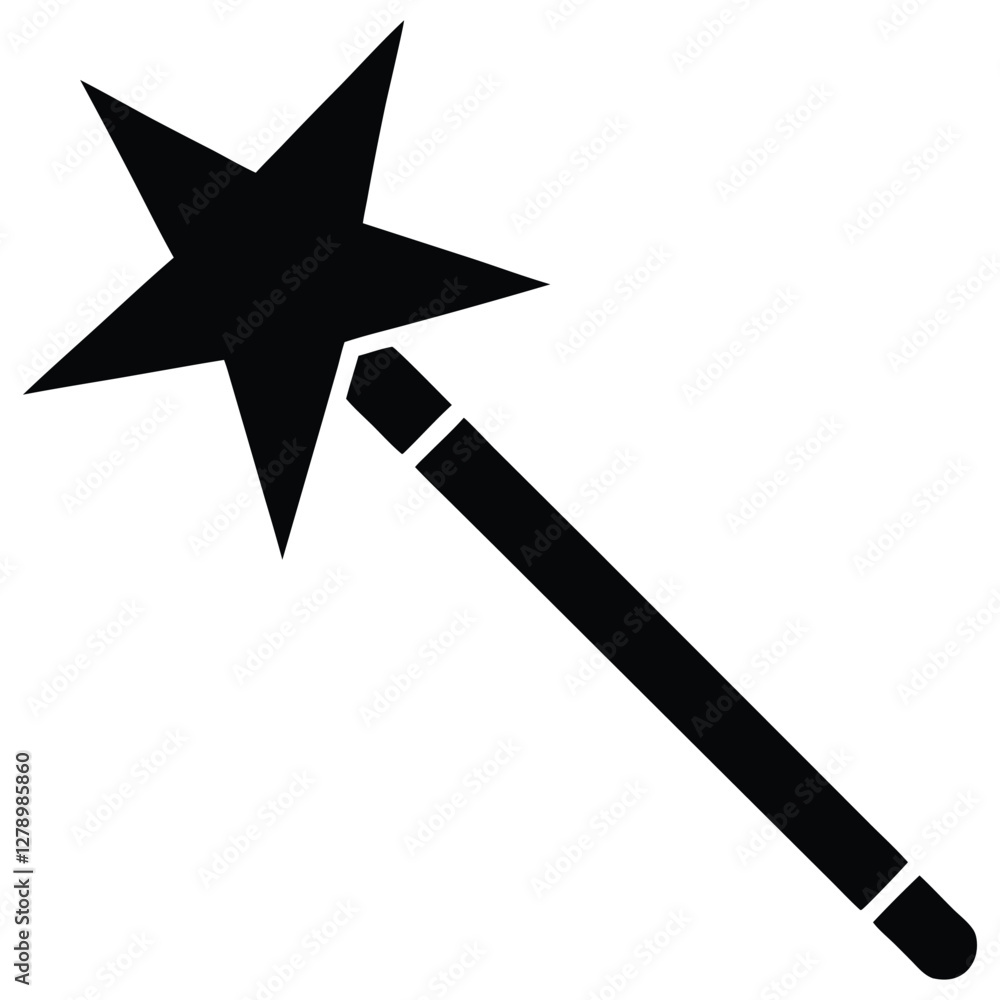 Magic wand star black silhouette vector illustration,magic stick,birthday vector,unique magic vector on white background Magic wand star black silhouette vector illustration,magic stick,birthday vector,unique magic vector on white background