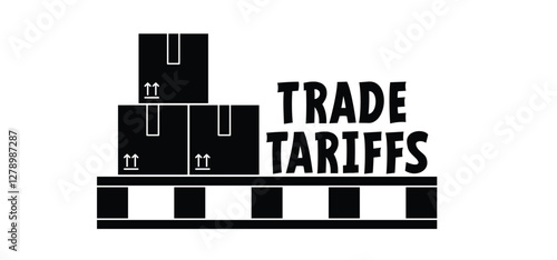 Trade tariffs with Cargo ship with containers. Import or export from USA, China or European. International trade and tax concept, tariff affecting global trade. Tariffs, increasing on imported goods. 