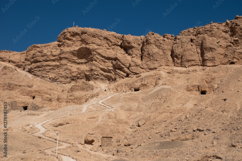 The high cliffs in the Valley of the Kings in Luxor, Egypt. The high cliffs in the Valley of the Kings in Luxor, Egypt.