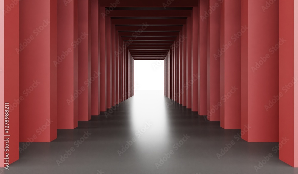 Square corridor, long passage, square tunnel, 3D illustration Square corridor, long passage, square tunnel, 3D illustration