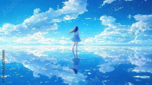 Wallpaper Mural A stunning anime girl poses gracefully on the coast. Torontodigital.ca