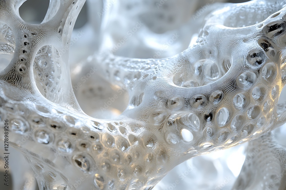 Abstract white organic structure, intricate porous network, detailed 3D render. Abstract white organic structure, intricate porous network, detailed 3D render.