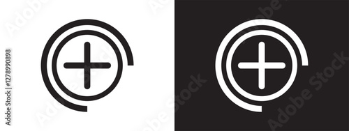 Add and remove round button icons. Plus minus circular web element icon. isolated on white and black background.eps10