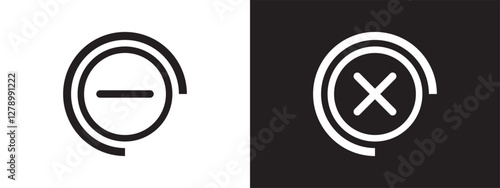 Add and remove round button icons. Plus minus circular web element icon. isolated on white and black background.eps10