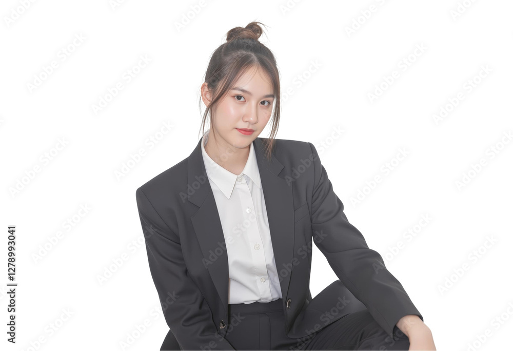 Empowering Leadership: Businesswoman Manager in a Portrait Concept. Businesswoman in a formal suit posing confidently, isolated on transparent background Empowering Leadership: Businesswoman Manager in a Portrait Concept. Businesswoman in a formal suit posing confidently, isolated on transparent background