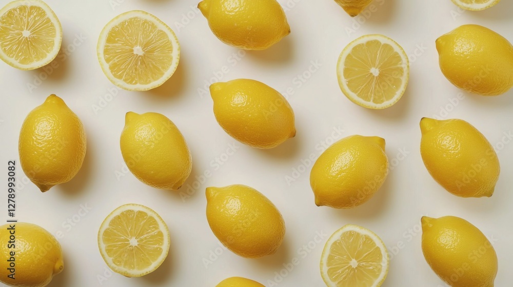Composition with ripe lemons on white background Composition with ripe lemons on white background