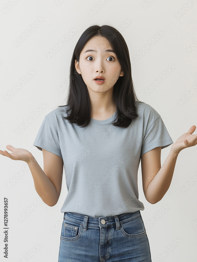 Surprised Young Woman with Expressive Reaction – AI Generated Surprised Young Woman with Expressive Reaction – AI Generated