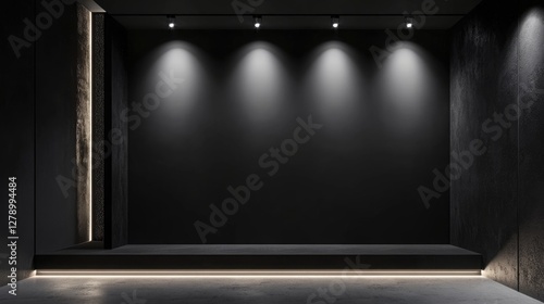 Abstract dark space background. Product showcase with spotlight, Black studio room background, Empty space studio dark room with spot lighting in black background. Use as montage for product display.