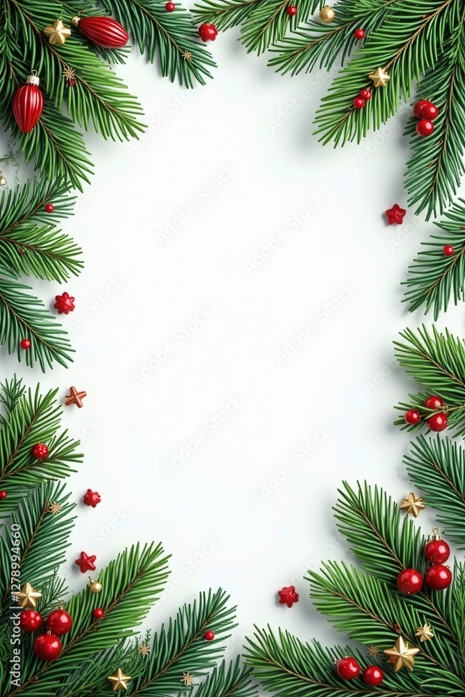 Seamless Christmas Border with Coniferous Branches, seasonal, garland Seamless Christmas Border with Coniferous Branches, seasonal, garland
