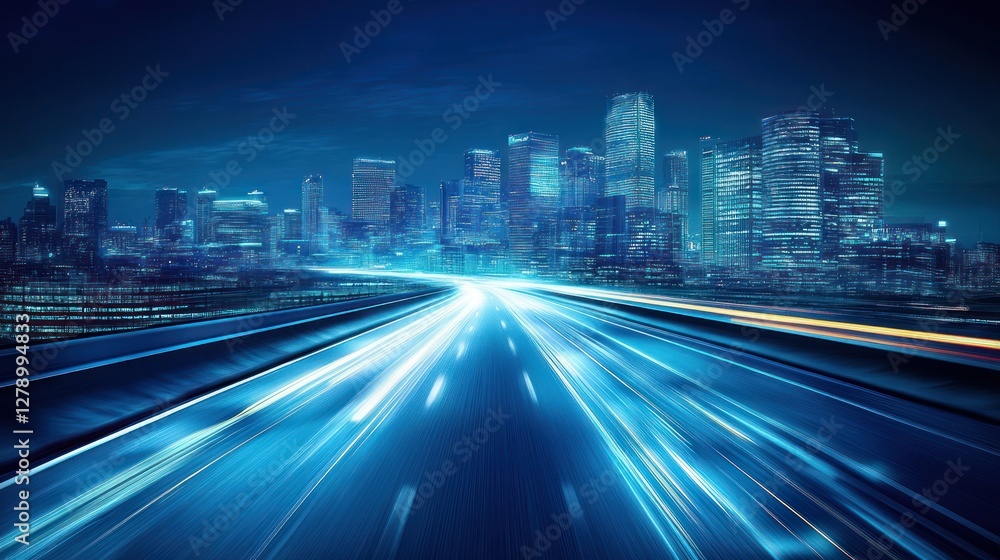 Night Cityscape Highway Lightspeed Travel Night Cityscape Highway Lightspeed Travel