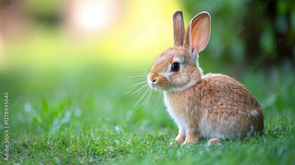 Adorable Brown Rabbit Sitting in Green Grass Adorable Brown Rabbit Sitting in Green Grass