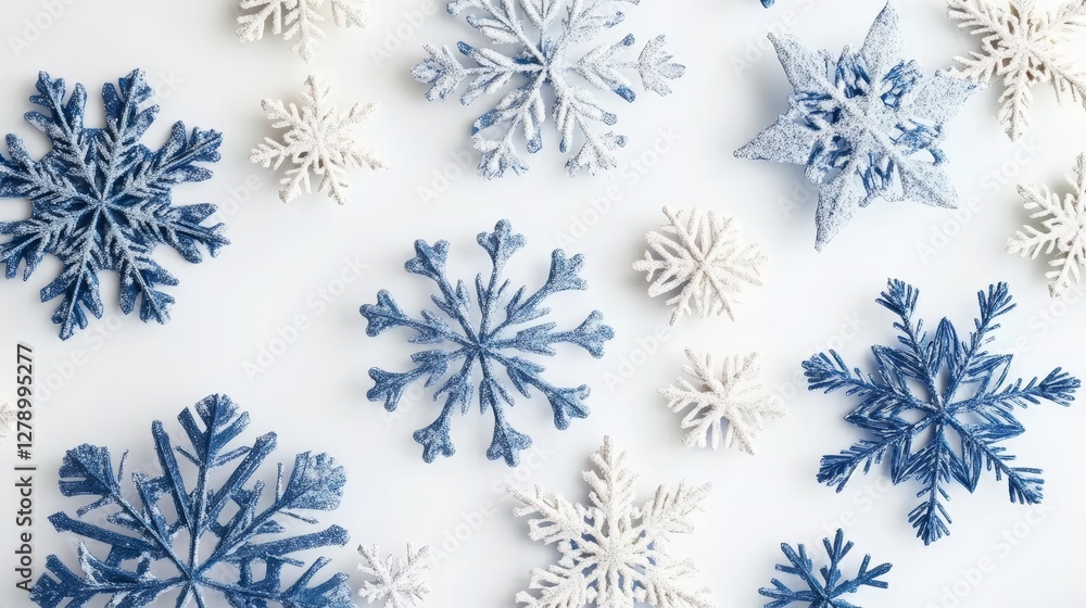 Blue and cold snowflakes add winter charm to your holiday decorations. These geometric shapes are perfect for Christmas and New Year's parties. Blue and cold snowflakes add winter charm to your holiday decorations. These geometric shapes are perfect for Christmas and New Year's parties.