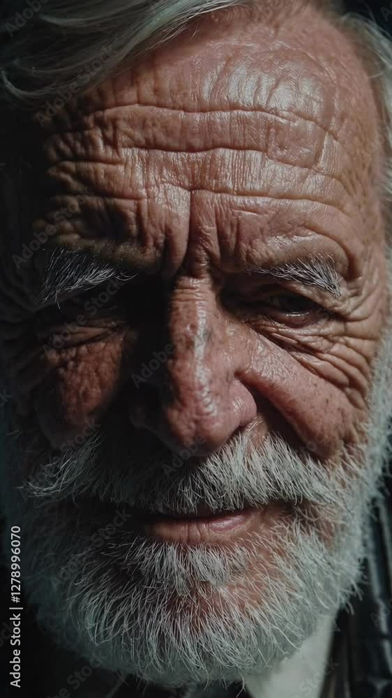 Aging gracefully: closeup of a smiling elderly man with deep expression lines Aging gracefully: closeup of a smiling elderly man with deep expression lines