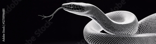 Wireframe snake on black background reptile digital abstract