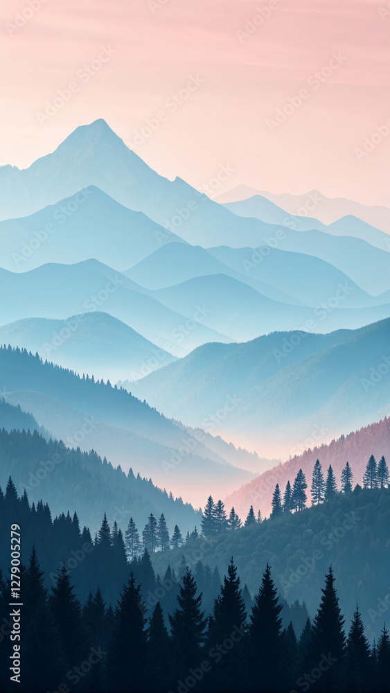 Fototapeta premium winter landscape with mountains